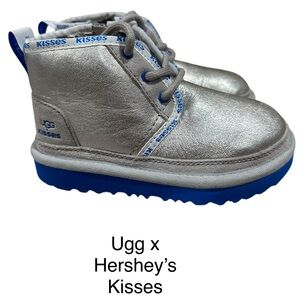 RARE UGG X HERSHEY’S KISSES NEUMEL II Silver Metallic Boots, Child Size 10. NEW!